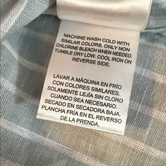 Men’s Linen Blend Striped Button-Up Shirt. Size L 80% cotton 20 % linen - Picture 9 of 10